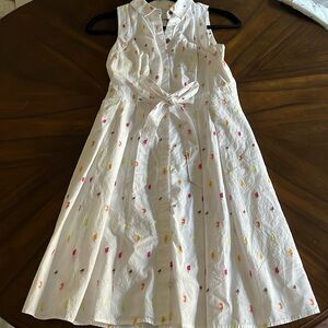 Anthropologie White Mini Dress with Multicolor Accents